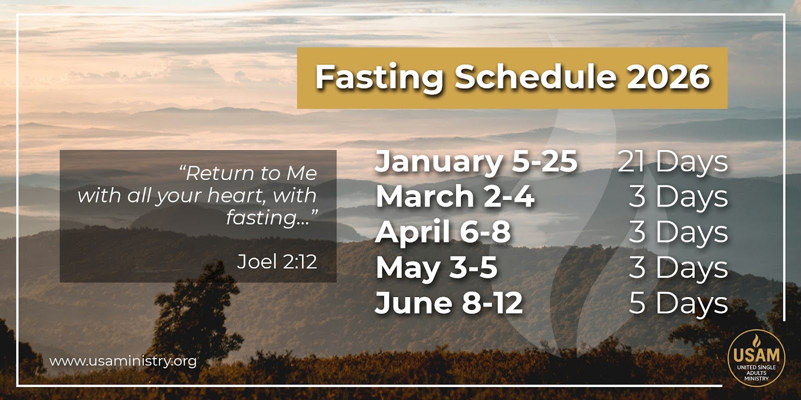 Fasting Schedule 2026